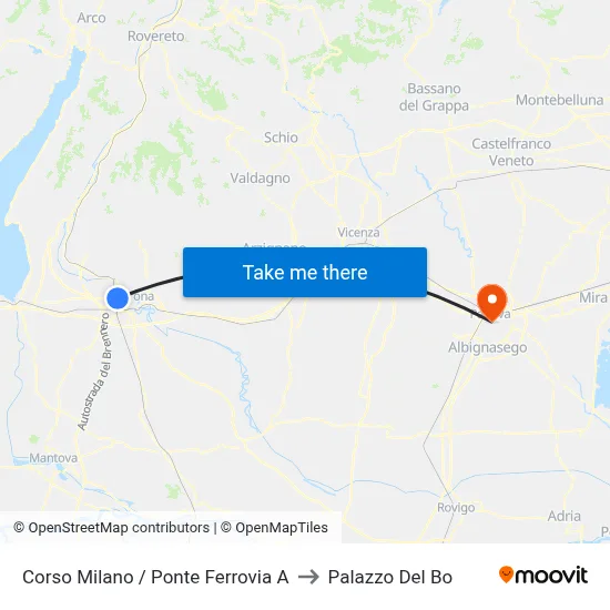 Corso Milano / Railway Bridge A to Palazzo Del Bo map