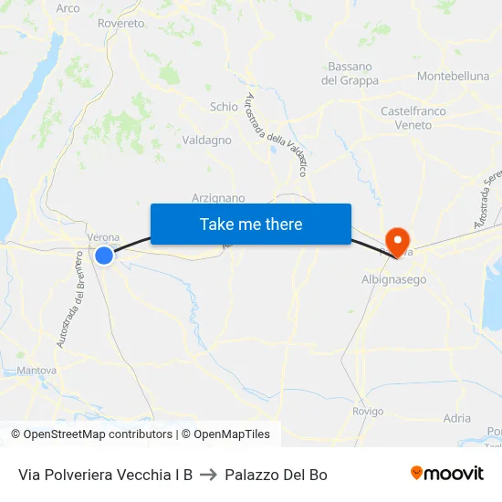 Old Powder Road I B to Palazzo Del Bo map