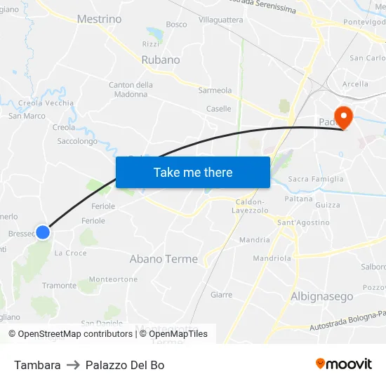 Tambara to Palazzo Del Bo map