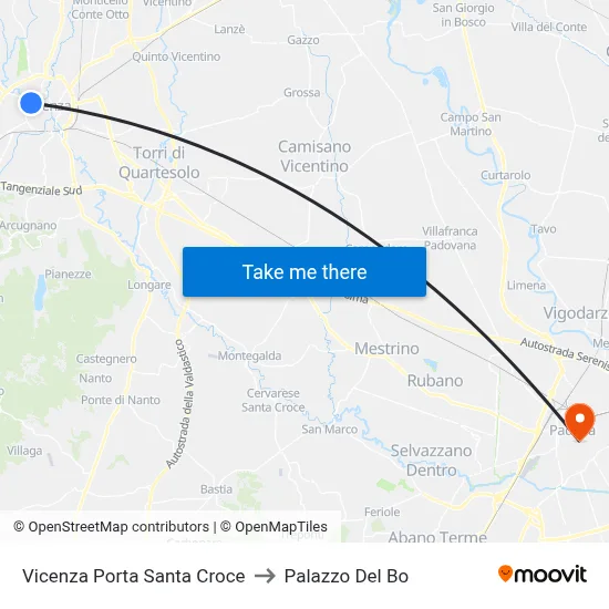 Vicenza Santa Croce Gate to Palazzo Del Bo map