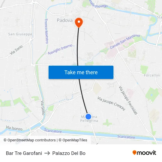 Three Carnations Bar to Palazzo Del Bo map