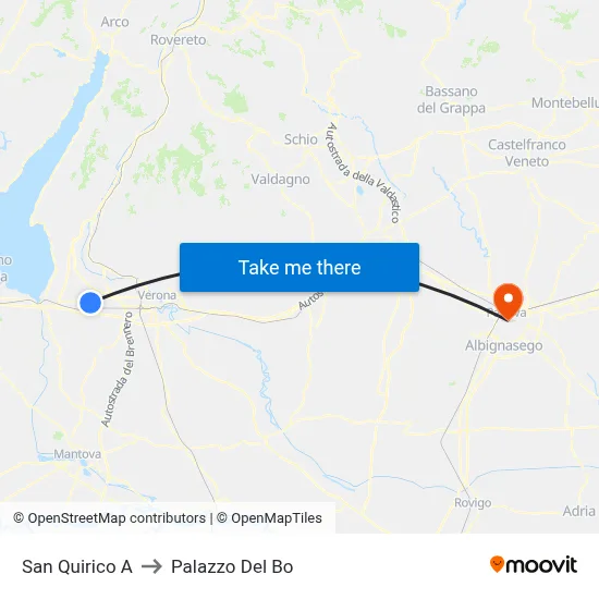 San Quirico A to Palazzo Del Bo map