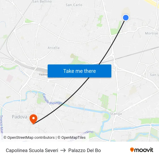 Capolinea Scuola Severi to Palazzo Del Bo map