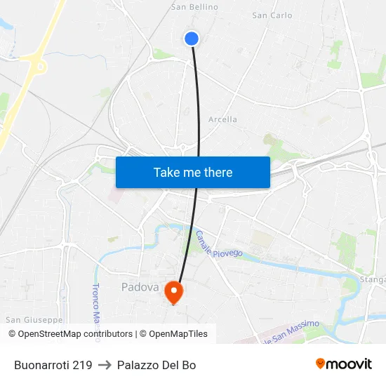 Buonarroti 219 to Palazzo Del Bo map