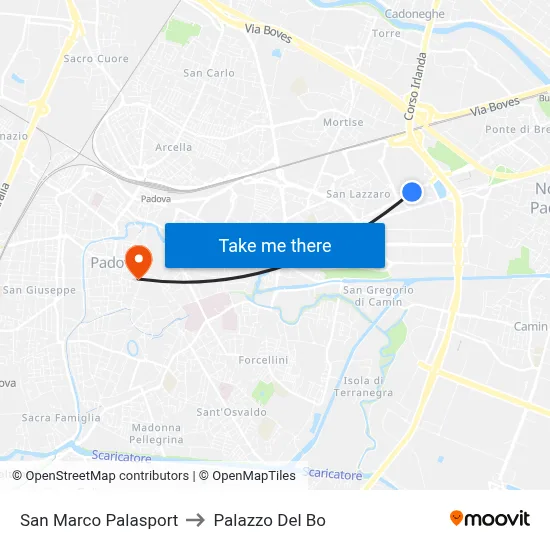 San Marco Sports Palace to Palazzo Del Bo map