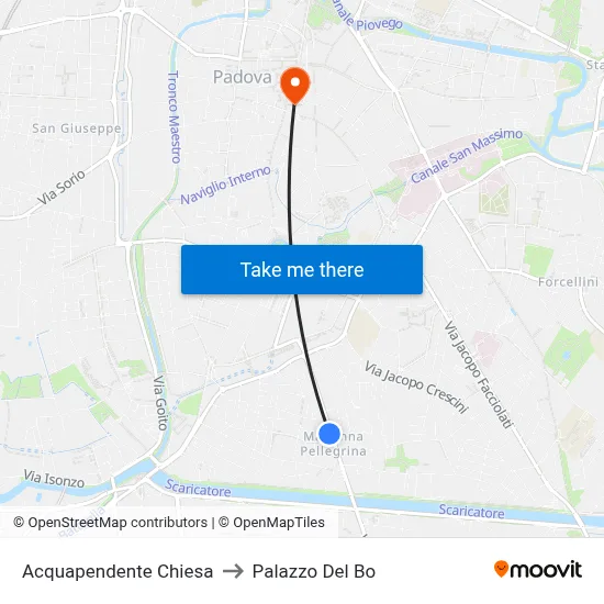 Acquapendente Church to Palazzo Del Bo map