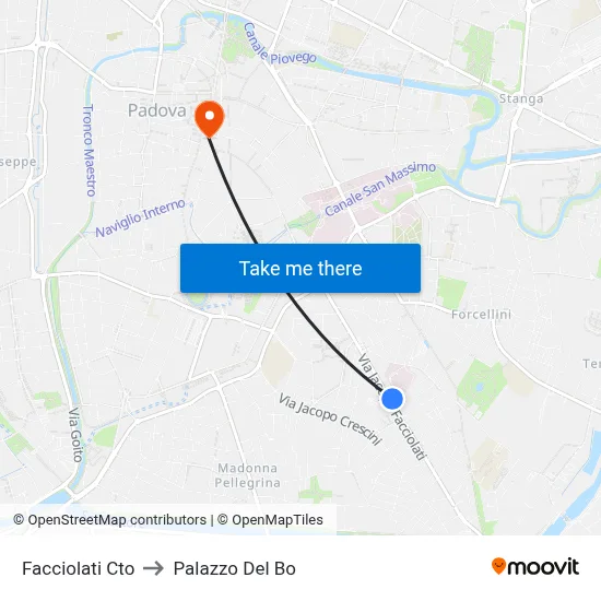Facciolati Hospital to Palazzo Del Bo map
