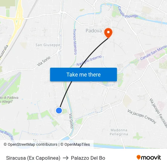 Siracusa (Former Terminal) to Palazzo Del Bo map