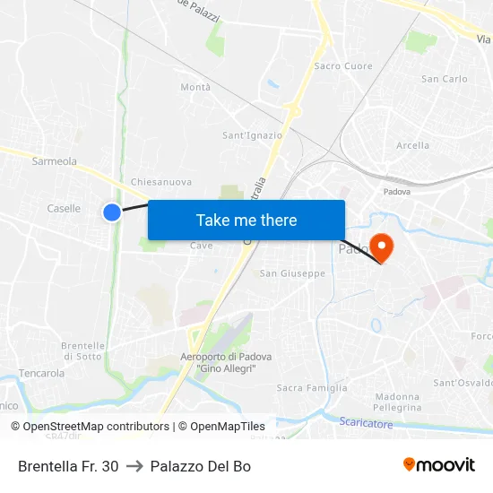 Brentella Opposite #30 to Palazzo Del Bo map