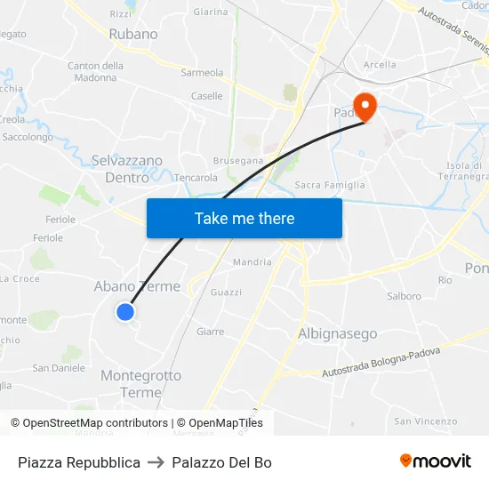 Republic Square to Palazzo Del Bo map