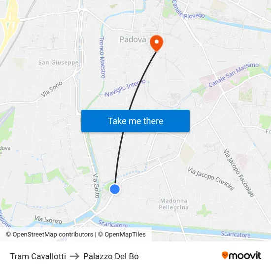 Tram Cavallotti to Palazzo Del Bo map