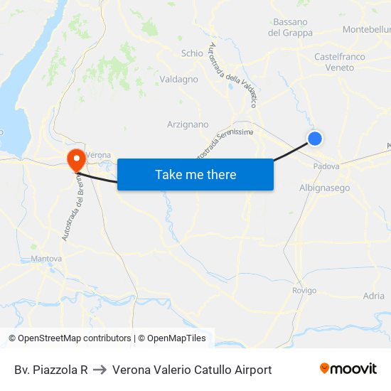 Bv. Piazzola R to Verona Valerio Catullo Airport map