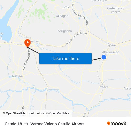 Cataio 18 to Verona Valerio Catullo Airport map