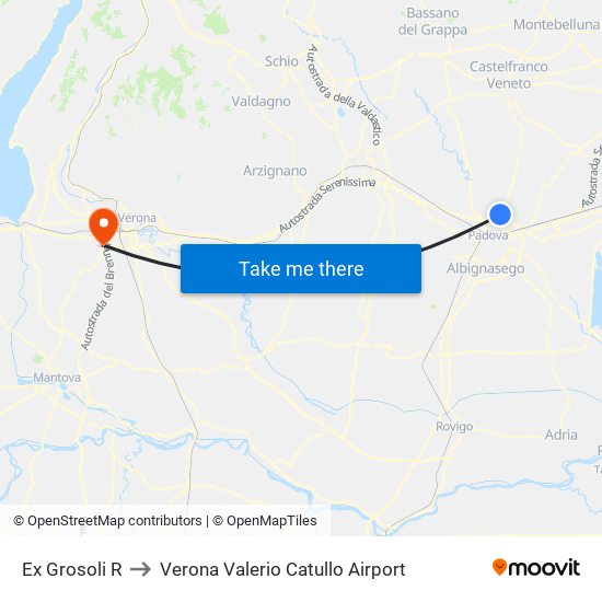 Ex Grosoli R to Verona Valerio Catullo Airport map