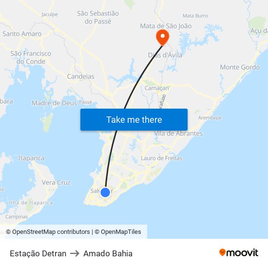 Estação Detran to Amado Bahia map