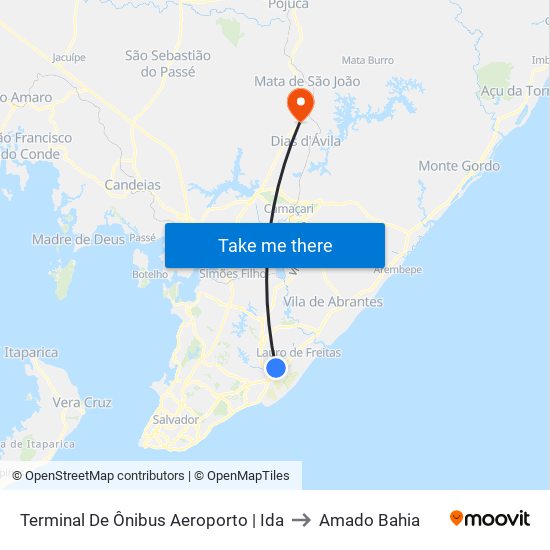 Terminal De Ônibus Aeroporto | Ida to Amado Bahia map