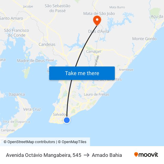 Avenida Octávio Mangabeira, 545 to Amado Bahia map