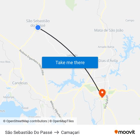 São Sebastião Do Passé to Camaçari map