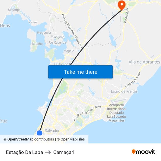 Estação Da Lapa to Camaçari map