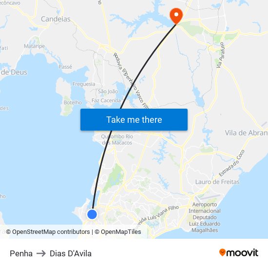 Penha to Dias D'Avila map