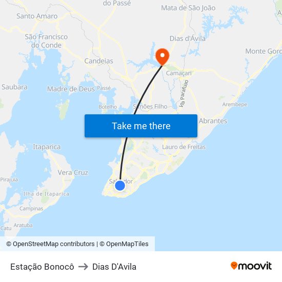 Estação Bonocô to Dias D'Avila map
