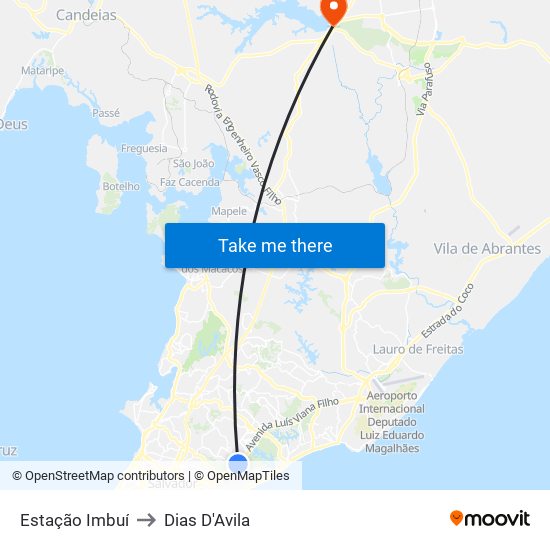 Estação Imbuí to Dias D'Avila map