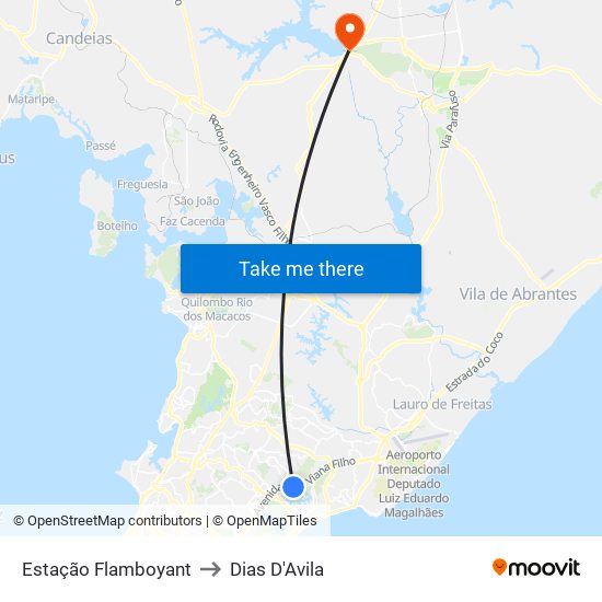Estação Flamboyant to Dias D'Avila map