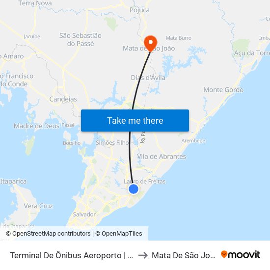 Terminal De Ônibus Aeroporto | Ida to Mata De São João map