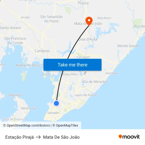 Estação Pirajá to Mata De São João map