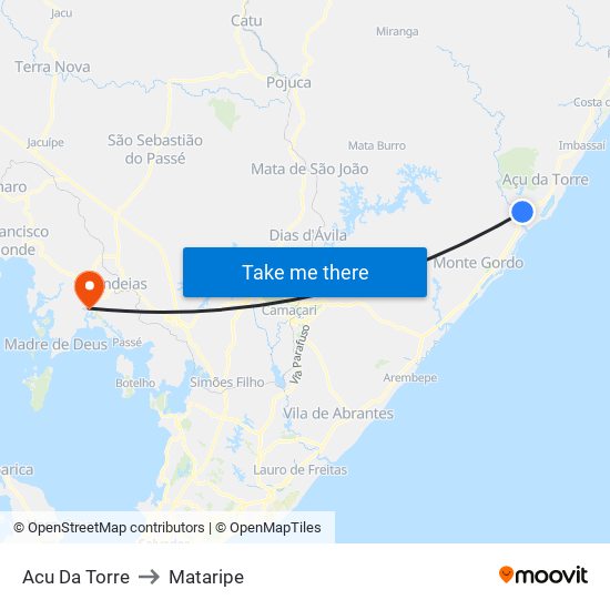 Acu Da Torre to Mataripe map