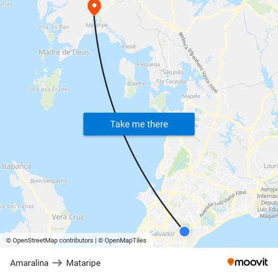 Amaralina to Mataripe map