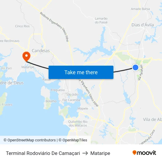 Terminal Rodoviário De Camaçari to Mataripe map