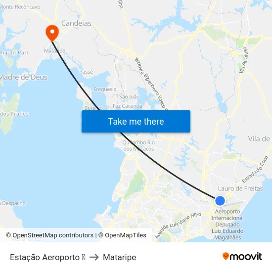 Estação Aeroporto ✈ to Mataripe map