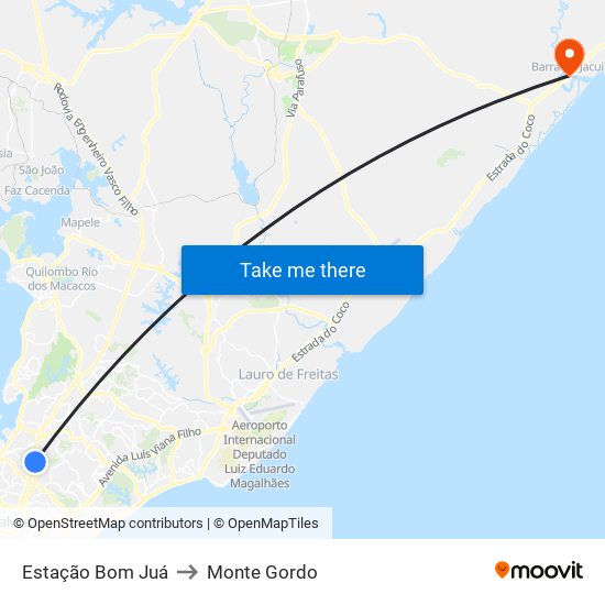Estação Bom Juá to Monte Gordo map