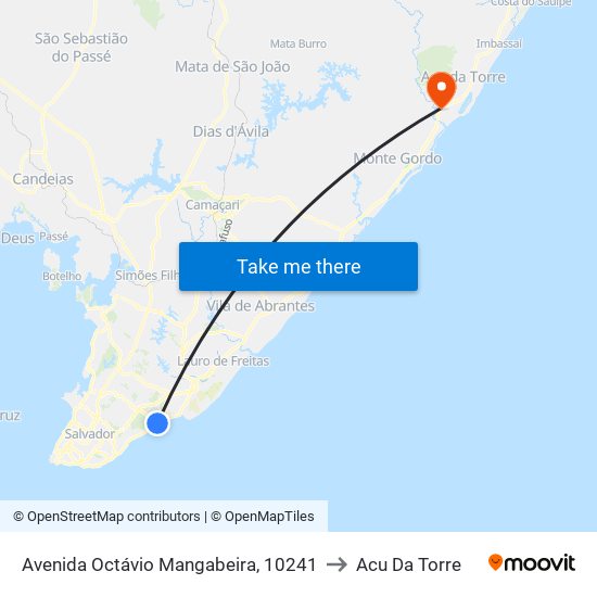 Avenida Octávio Mangabeira, 10241 to Acu Da Torre map