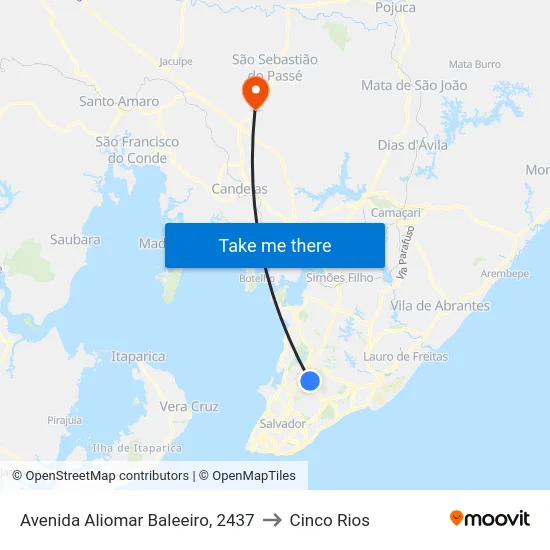 Avenida Aliomar Baleeiro, 2437 to Cinco Rios map