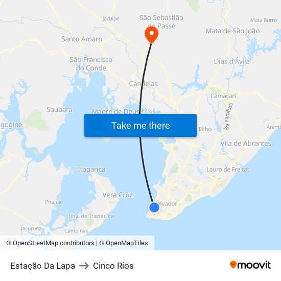 Estação Da Lapa to Cinco Rios map