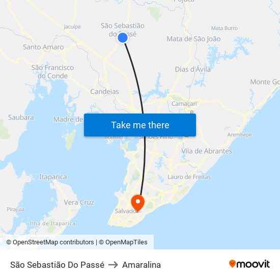 São Sebastião Do Passé to Amaralina map