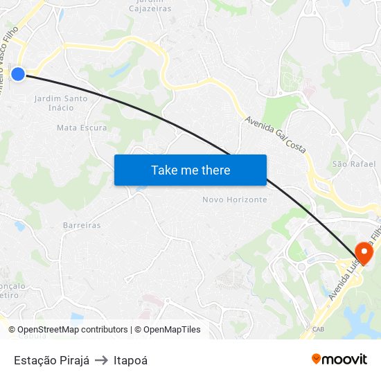 Estação Pirajá to Itapoá map