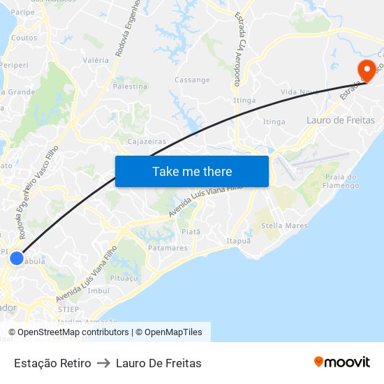 Estação Retiro to Lauro De Freitas map