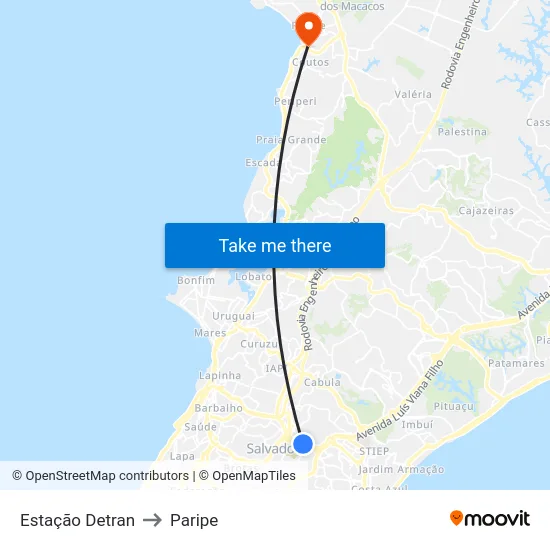 Estação Detran to Paripe map