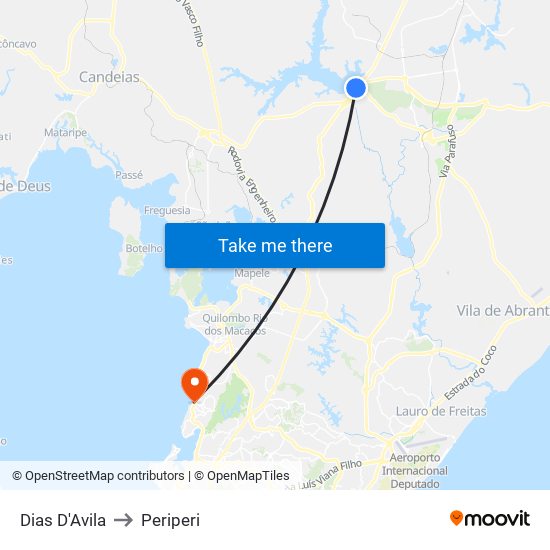 Dias D'Avila to Periperi map