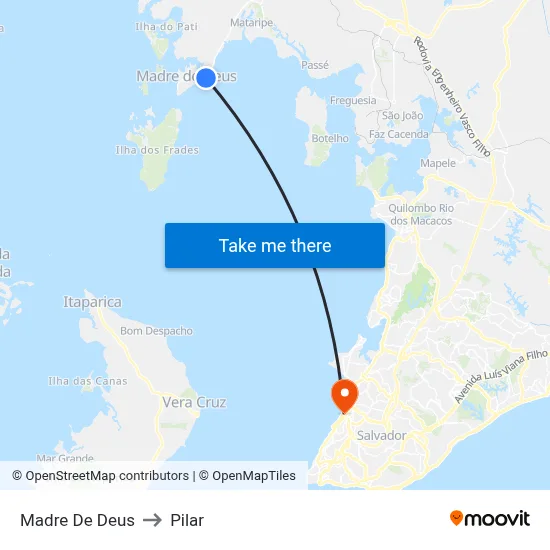Madre De Deus to Pilar map