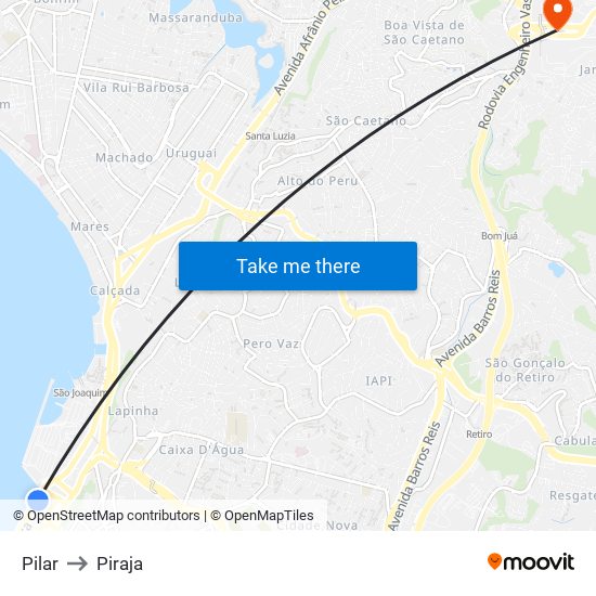 Pilar to Piraja map