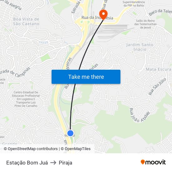 Estação Bom Juá to Piraja map