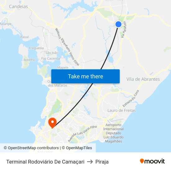 Terminal Rodoviário De Camaçari to Piraja map