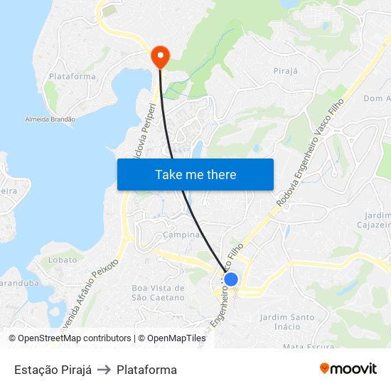 Estação Pirajá to Plataforma map