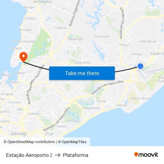 Estação Aeroporto ✈ to Plataforma map