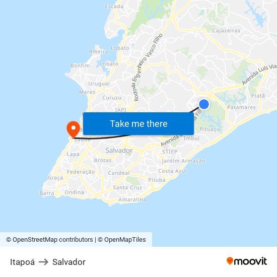 Itapoá to Salvador map