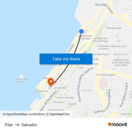 Pilar to Salvador map